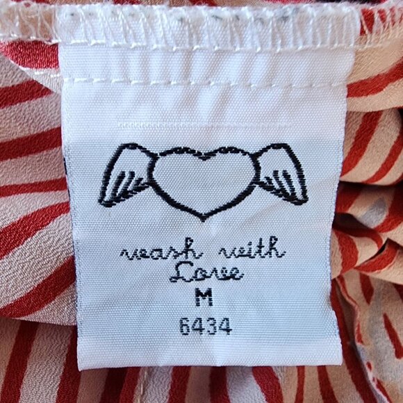 Hell Bunny Womens Medium Top Avery Blouse Sailboat Birds Striped Pinup Retro Red - Picture 9 of 11